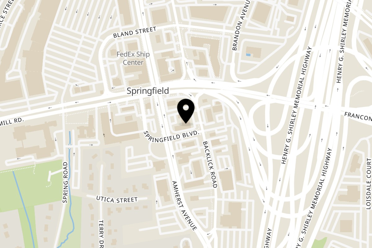Map showing the location of Victor's Grill Churrasqueria Springfield on 6516 Backlick Rd in Springfield